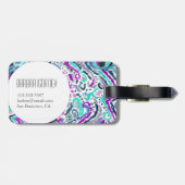 種族孔雀の羽の水彩画Boho ラゲッジタグ (裏面横)