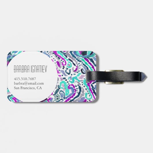 種族孔雀の羽の水彩画Boho ラゲッジタグ (裏面横)