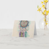 種族手のペンキのdreamcatcherの曼荼羅のデザイン カード (黄色い花)