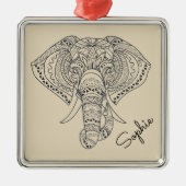 種族象のアフリカ動物の芸術の個人名 メタルオーナメント (正面)