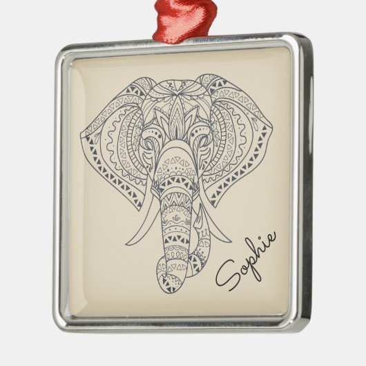 種族象のアフリカ動物の芸術の個人名 メタルオーナメント (左)