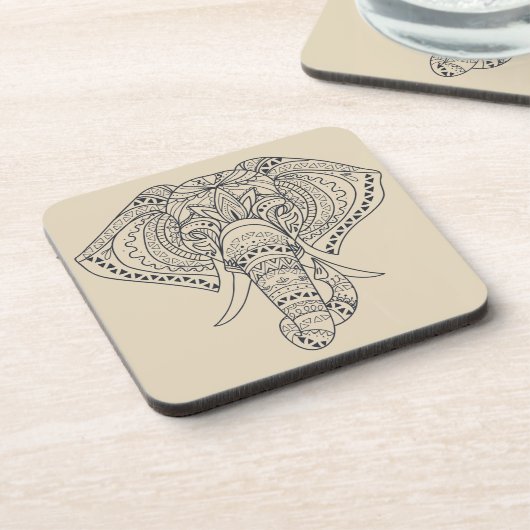 種族象のアフリカ動物の芸術 コースター (左側)