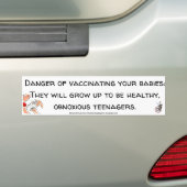 種痘する危険: 健康で、不快な10代の若者 バンパーステッカー (車上)