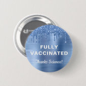 種痘ガーリー青グリッターボタン 缶バッジ (正面&裏面)