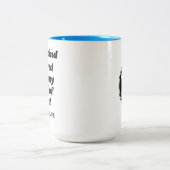 種類の疲れたT1dMom [黒くか明るい青] ツートーンマグカップ (中央)