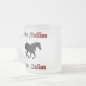 種馬の乗車をイタリア語によって曇らされるマグ救って下さい フロストグラスマグカップ (正面左)