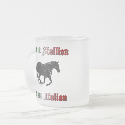 種馬の乗車をイタリア語によって曇らされるマグ救って下さい フロストグラスマグカップ (正面左)