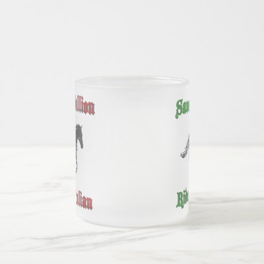 種馬の乗車をイタリア語によって曇らされるマグ救って下さい フロストグラスマグカップ (中央)