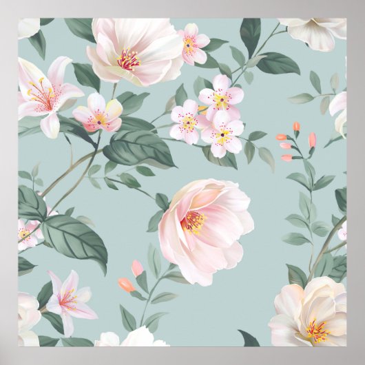 種高品質々の水色の流れ ポスター (正面)