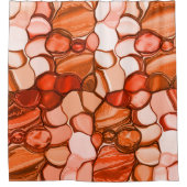 種、珊瑚、赤などの丸い形 シャワーカーテン (正面)