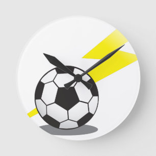 稲妻が付いているサッカーボール ラウンド壁時計