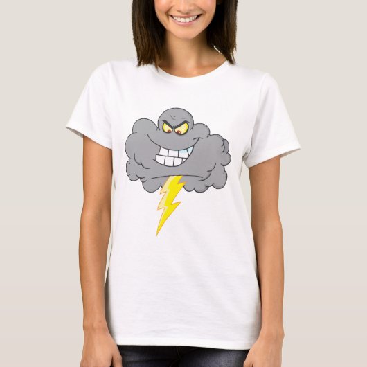 稲妻が付いている漫画の黒雲 Tシャツ (正面)