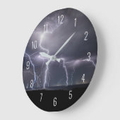 稲妻が夜景に雷を落とす ラージ壁時計 (傾斜)