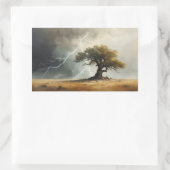 稲妻が木に当たる絵画 🌩️🌳 長方形シール (バッグ)