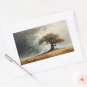 稲妻が木に当たる絵画 🌩️🌳 長方形シール (封筒)