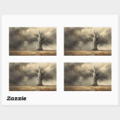 稲妻が木に当たる絵画 🌩️🌳 長方形シール (シート)