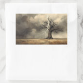 稲妻が木に当たる絵画 🌩️🌳 長方形シール (バッグ)