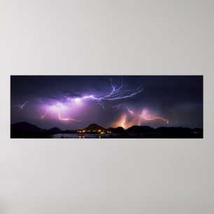 稲妻のパノラマ36" x11.75 " ポスター