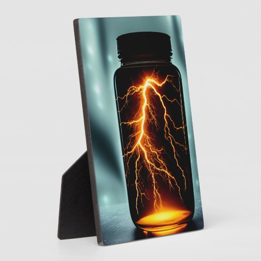 稲妻のボトルデジタルアート卓上 フォトプラーク (側面)