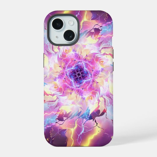 稲妻の炎の球の爆発 iPhone 15ケース (裏面)