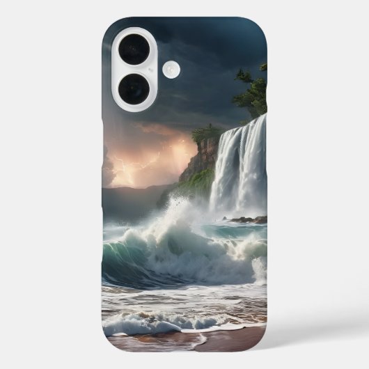 稲妻ウォーターフォールクリフウェーブズビーチ Case-Mate iPhoneケース (裏面)