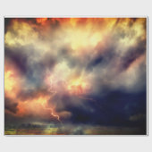 稲妻オレンジとダークブルーの嵐のような空 ラッピングペーパー (フラット)