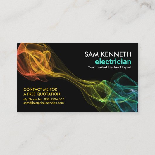 稲妻カラフル波電気請負業者 名刺 (正面)