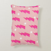 稲妻スターピンク背景Y2Kパターン アクセントクッション (裏面(縦))