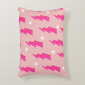 稲妻スターピンク背景Y2Kパターン アクセントクッション (正面(垂直))