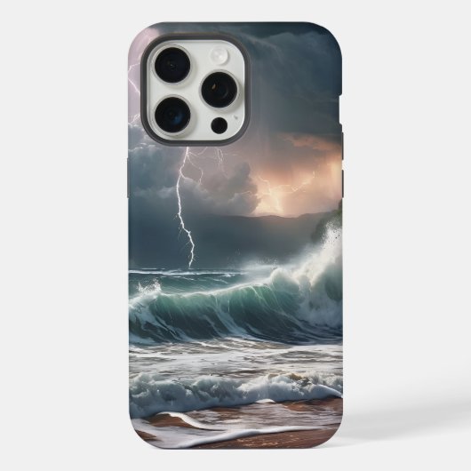 稲妻ストライクウェーブビーチ風景 iPhoneケース (裏面)