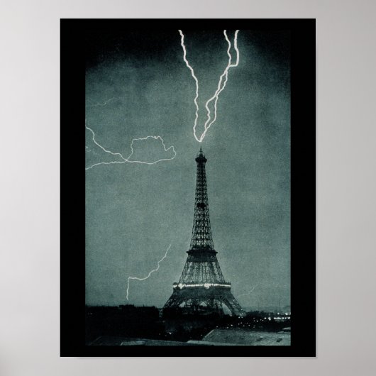 稲妻ストライクエッフェルタワーヴィンテージ写真 ポスター (正面)