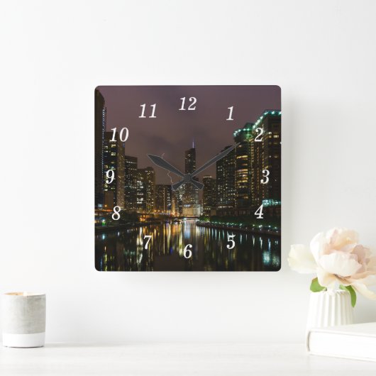 稲妻ストライクオーバーシカゴリバーウォールクロック スクエア壁時計 (ホーム)