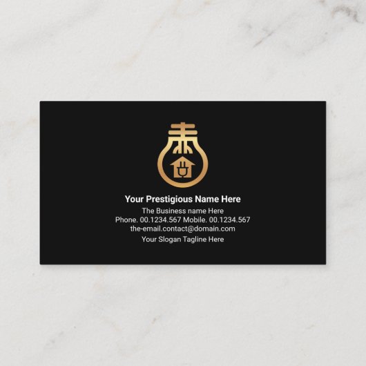 稲妻ストライフェイクク金ゴールドホームバルブ電気技師 名刺 (裏面)