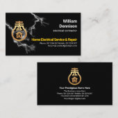 稲妻ストライフェイクク金ゴールドホームバルブ電気技師 名刺 (正面/裏面)