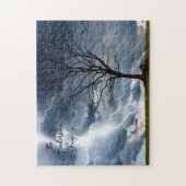 稲妻ストームツリーパーソナライズされたネイビーブルー ジグソーパズル (縦)