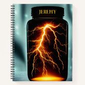 稲妻デジタルアートのボトル パーソナライズされた ノートブック (正面)