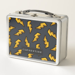 稲妻パターンおもしろいおよび破裂音 メタルランチボックス