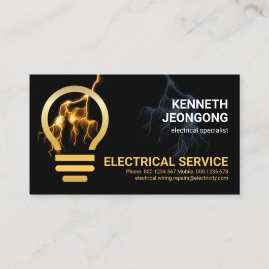 稲妻パワー金ゴールド電球 名刺 (正面)