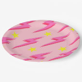 稲妻ピンク背景Y2Kパターン ペーパープレート (アングル)