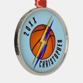 稲妻ボルトバスケットボールクリスマス メタルオーナメント (右)