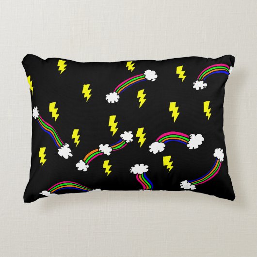 稲妻ボルト及びレインボープリントアクセント枕 アクセントクッション (正面)
