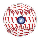 稲妻ボルト赤パーソナライズされた青 野球ボール (裏面)