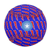 稲妻ボルト赤&青パーソナライズされた 野球ボール (裏面)