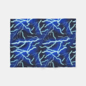 稲妻ボルト電気サンダーストームナイトスカイ フリースブランケット (正面(横))