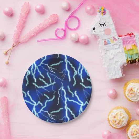 稲妻ボルト電気サンダーストームナイトスカイ ペーパープレート (パーティー)