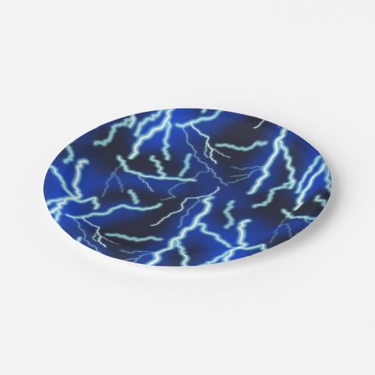 稲妻ボルト電気サンダーストームナイトスカイ ペーパープレート (アングル)