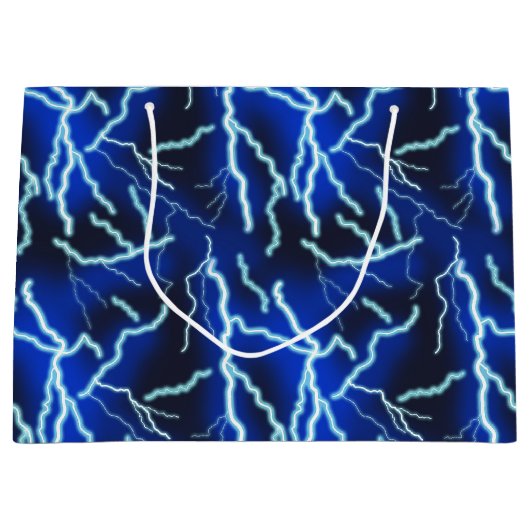 稲妻ボルト電気サンダーストームナイトスカイ ラージペーパーバッグ (正面)