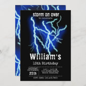 稲妻ボルト電気サンダーストーム誕生日 招待状 (正面/裏面)