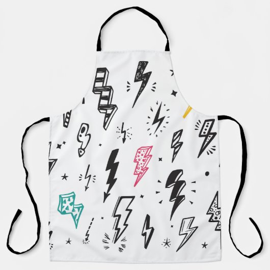 稲妻ボルト、手書きドードルセット。 エプロン (正面)