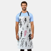 稲妻ボルト、手書きドードルセット。 エプロン (着用した状態)